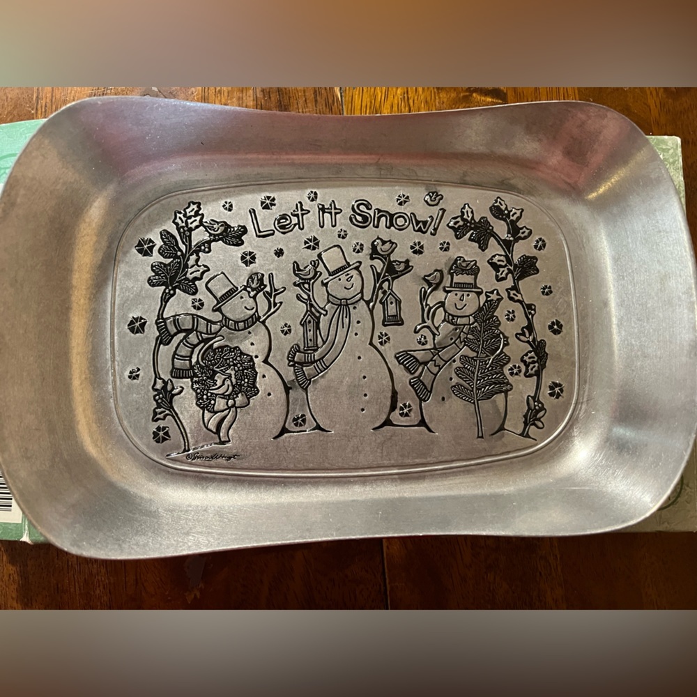 Wilton Armetale Silver Let it Snow Bread Tray, new in box